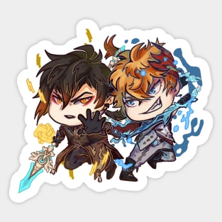 Chibi Zhongli & Childe Sticker